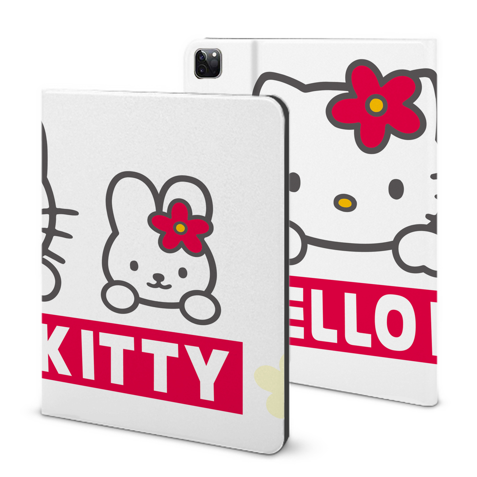 （画像用） Hello Kitty ハローキティ IPad ケース ブック型 PUレザー TPU 耐衝撃 軽量 薄型 ペン収納なし 全面保護 IPad 各モデル対応